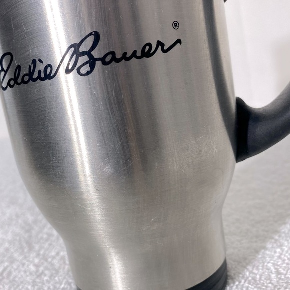 Eddie Bauer Silver Tone Metal Insulated Travel Mug With Handle - Picture 6 of 13